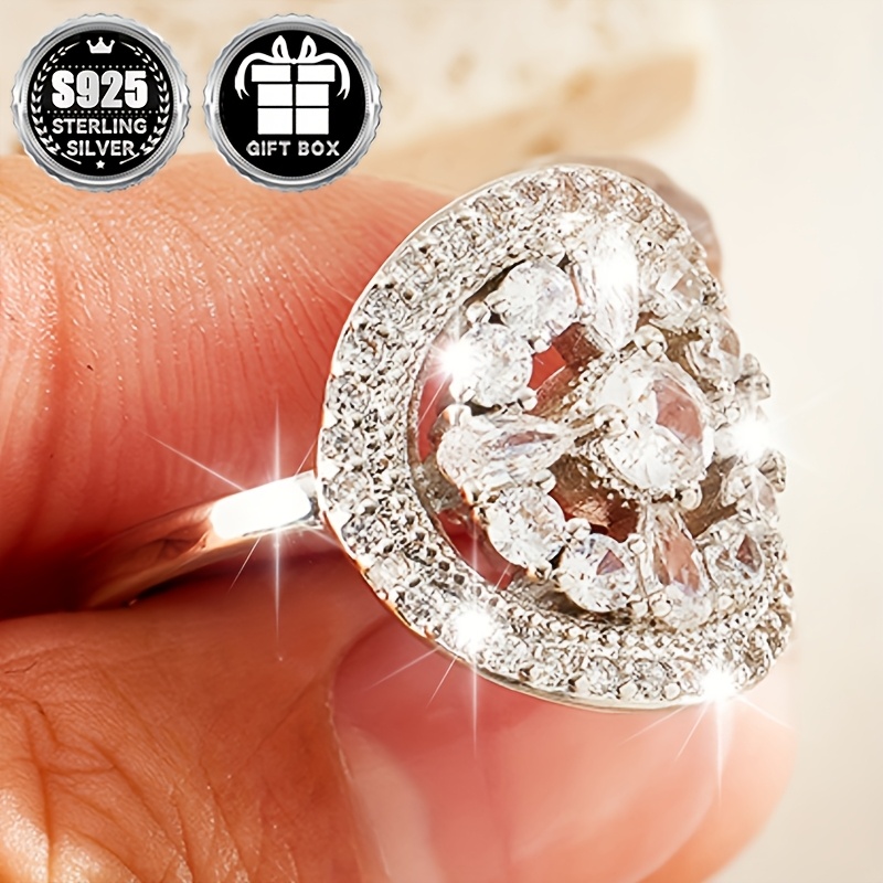 Vintage-Inspired 925 Sterling CZ Engagement Wedding Ring